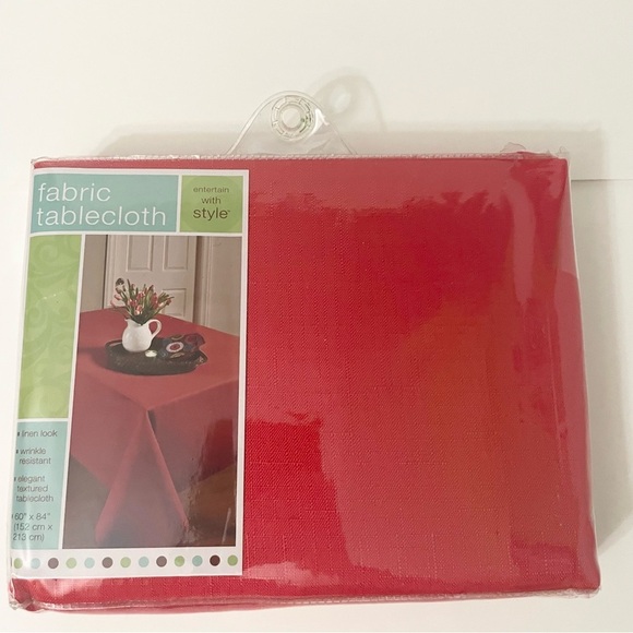 Benson Mills Fabric Tablecloth Red 60”x 84” - Picture 5 of 14